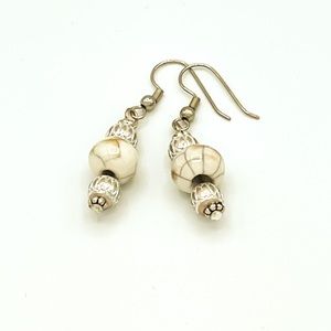 White Cracked Bead Earrings